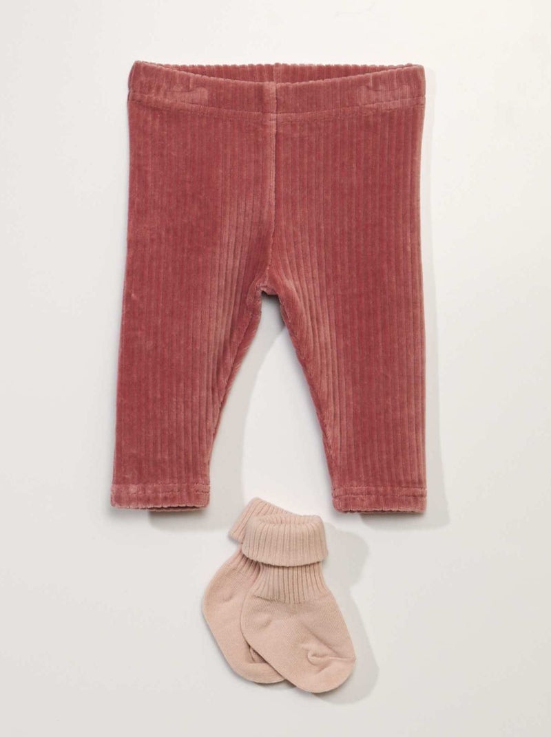 Leggings in velluto + calzini ROSA - Kiabi