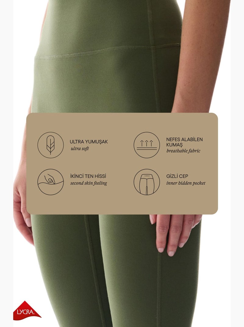 Leggings leggero sostegno a vita alta light soft penti Verde kaki - Kiabi