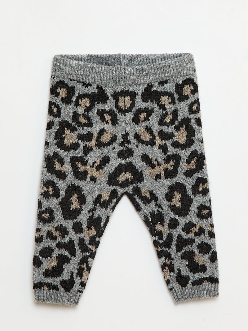 Leggings leopardati in maglia Grigio - Kiabi