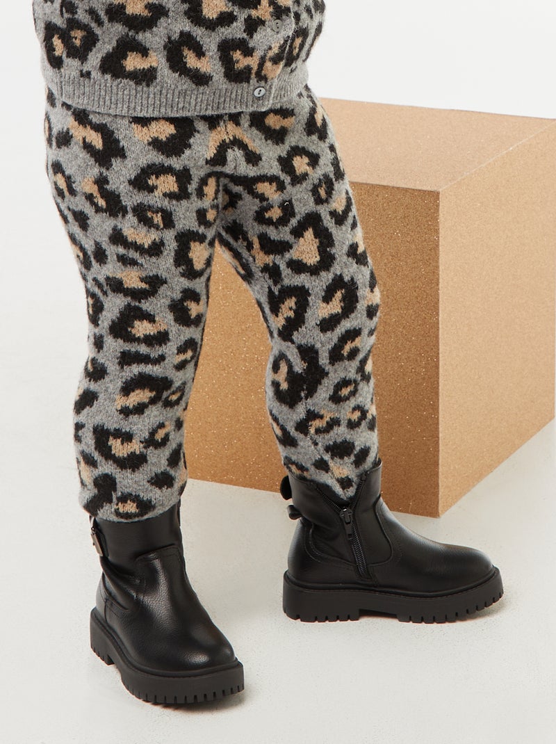 Leggings leopardati in maglia Grigio - Kiabi