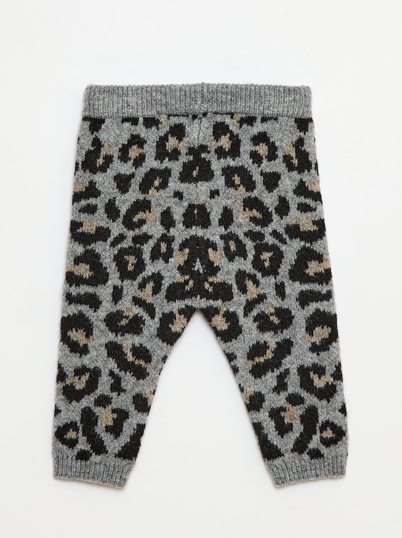 Leggings leopardati in maglia Grigio - Kiabi