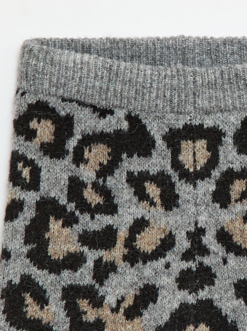 Leggings leopardati in maglia Grigio - Kiabi