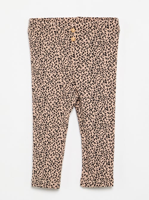 Leggings lunghi a coste con motivo - Kiabi