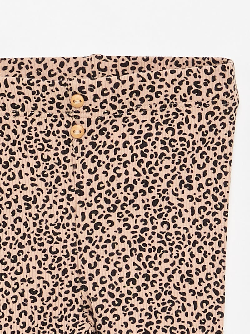Leggings lunghi a coste con motivo Beige - Kiabi