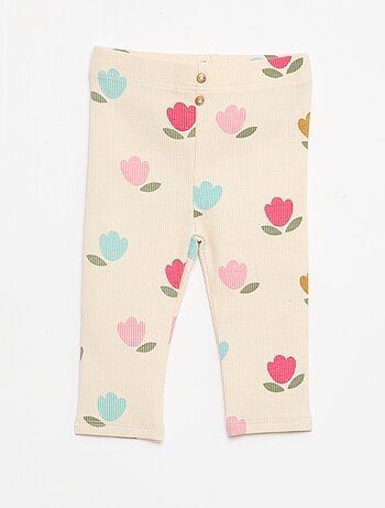 Leggings lunghi a coste con motivo