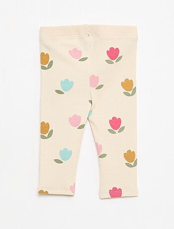 Leggings lunghi a coste con motivo