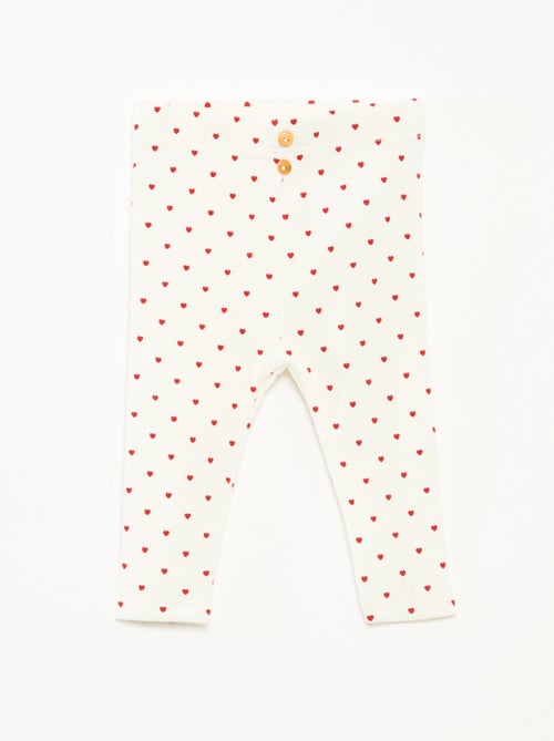 Leggings lunghi a coste con motivo - Kiabi