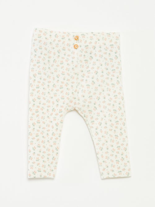Leggings lunghi a coste con motivo - Kiabi