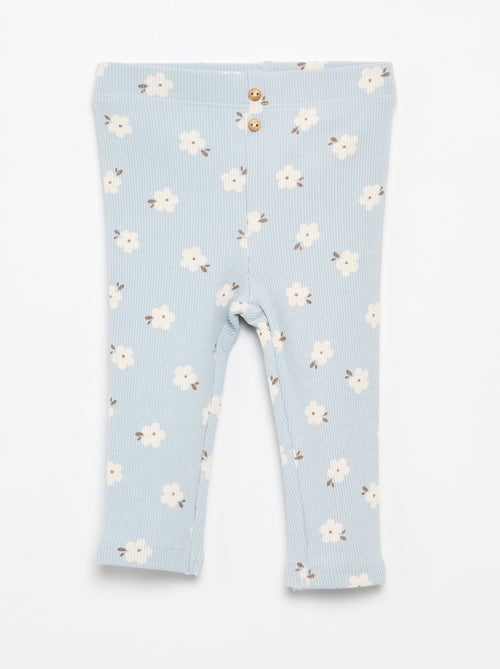 Leggings lunghi a coste con motivo - Kiabi