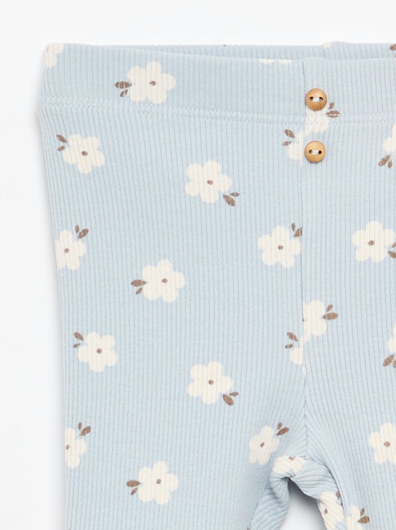 Leggings lunghi a coste con motivo Blu - Kiabi
