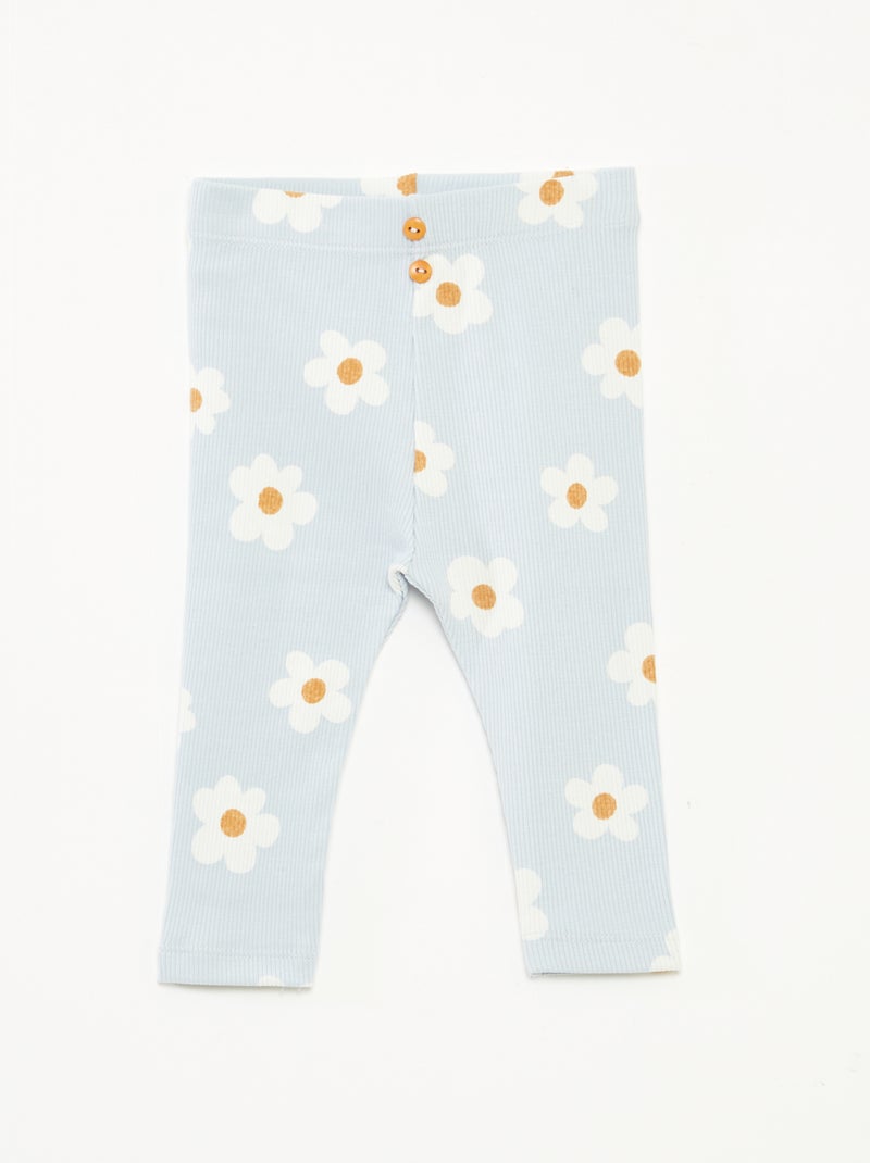 Leggings lunghi a coste con motivo Blu - Kiabi