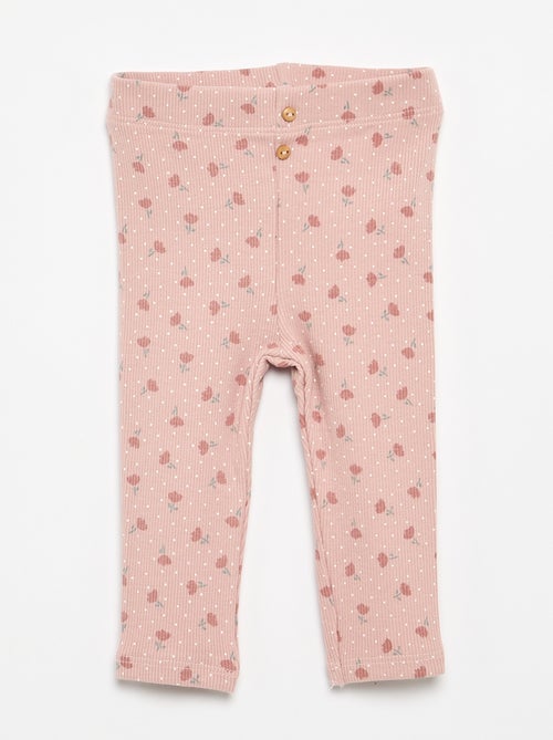 Leggings lunghi a coste con motivo - Kiabi
