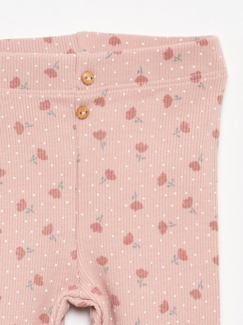 Leggings lunghi a coste con motivo - Kiabi