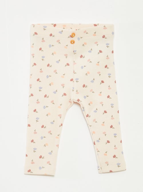 Leggings lunghi a coste con motivo - Kiabi