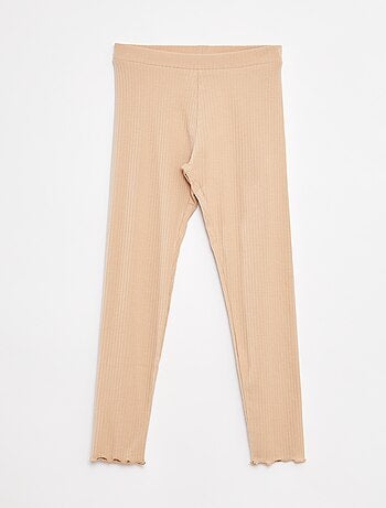 Leggings lunghi a coste tinta unita