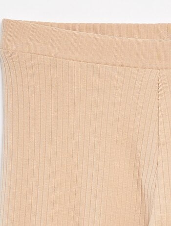 Leggings lunghi a coste tinta unita