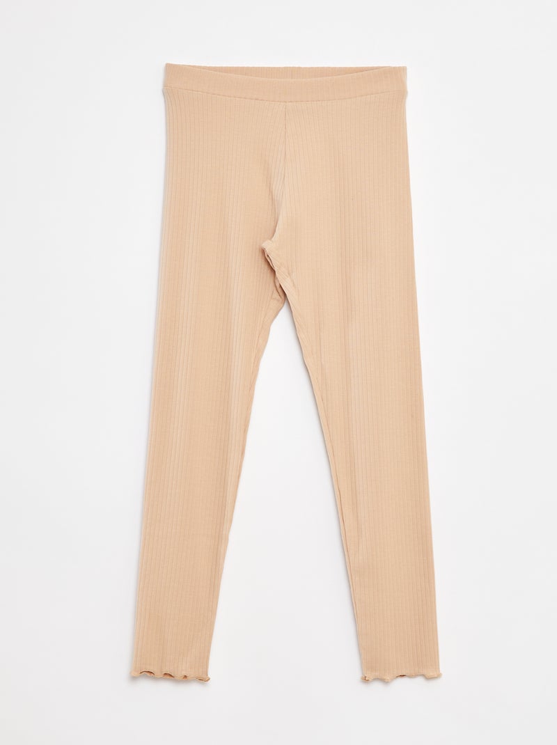 Leggings lunghi a coste tinta unita Beige - Kiabi