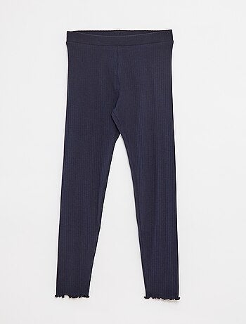 Leggings lunghi a coste tinta unita