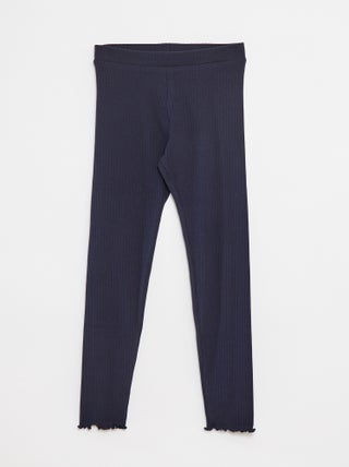 Leggings lunghi a coste tinta unita
