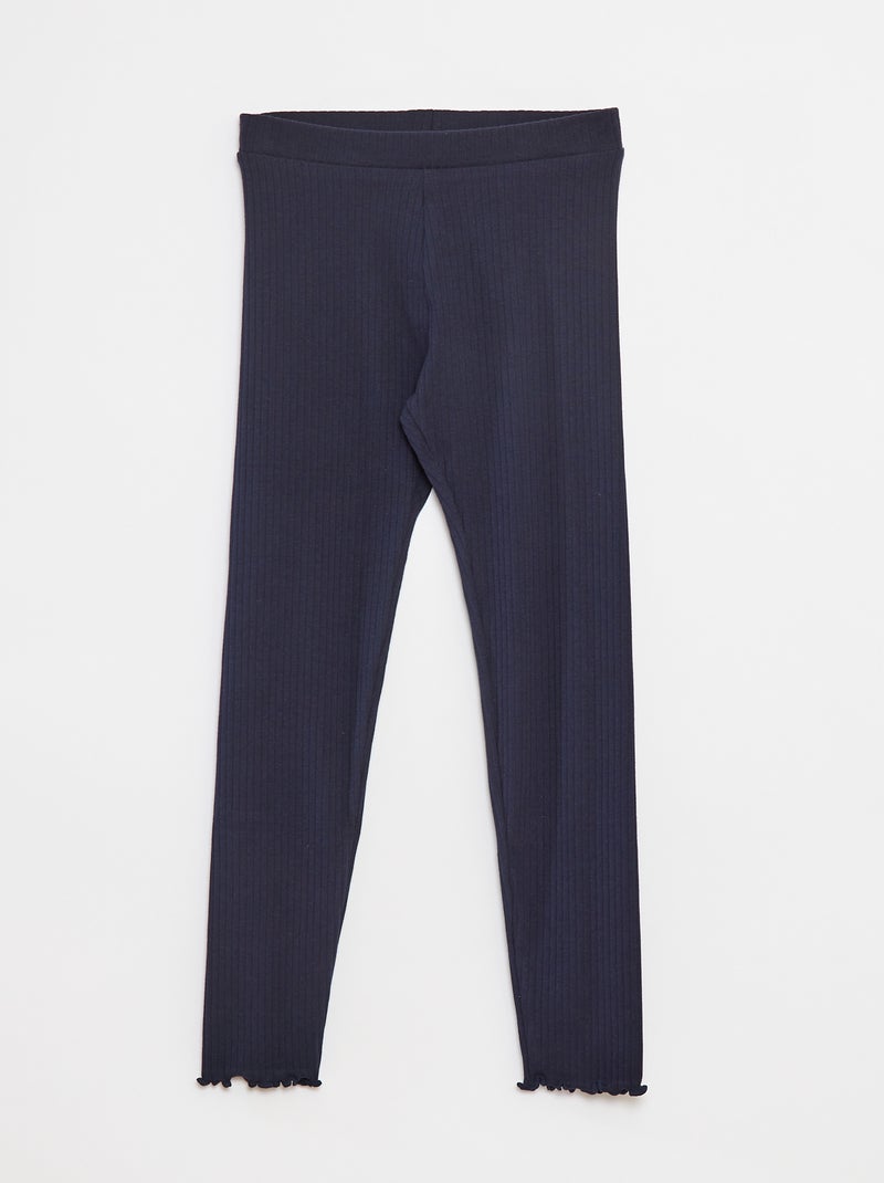 Leggings lunghi a coste tinta unita blu - Kiabi