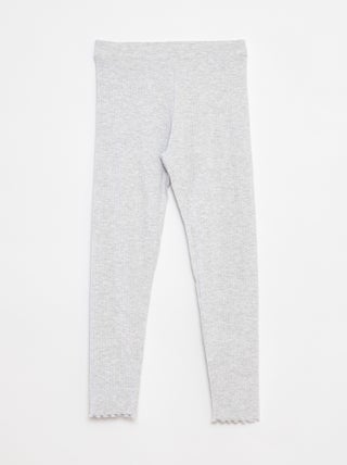 Leggings lunghi a coste tinta unita