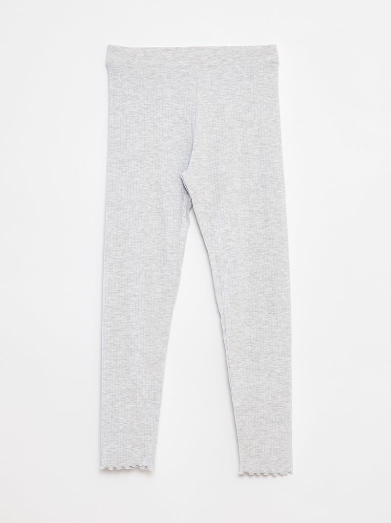 Leggings lunghi a coste tinta unita Grigio - Kiabi