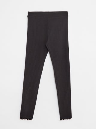 Leggings lunghi a coste tinta unita