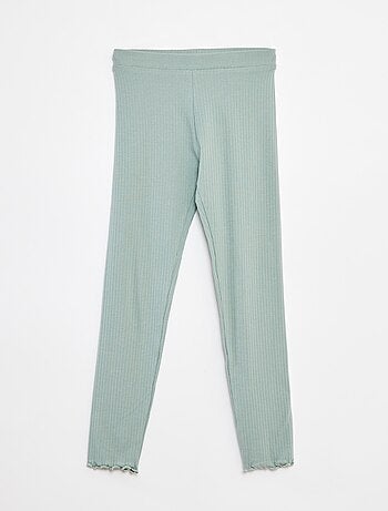 Leggings lunghi a coste tinta unita
