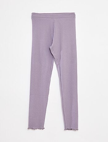 Leggings lunghi a coste tinta unita