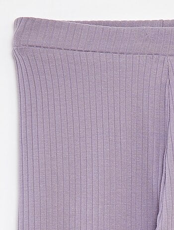 Leggings lunghi a coste tinta unita