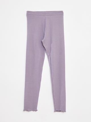 Leggings lunghi a coste tinta unita