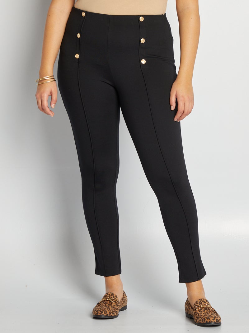 Leggings lunghi con bottoni fantasia nero - Kiabi