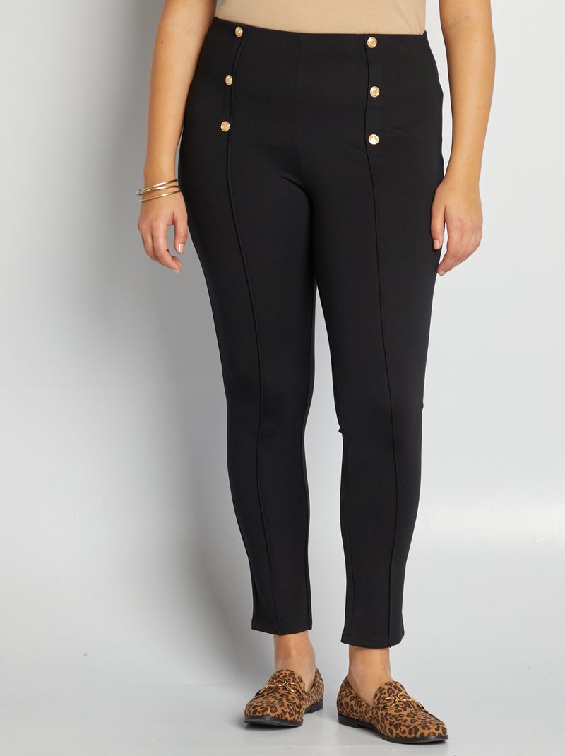 Leggings lunghi con bottoni fantasia nero - Kiabi