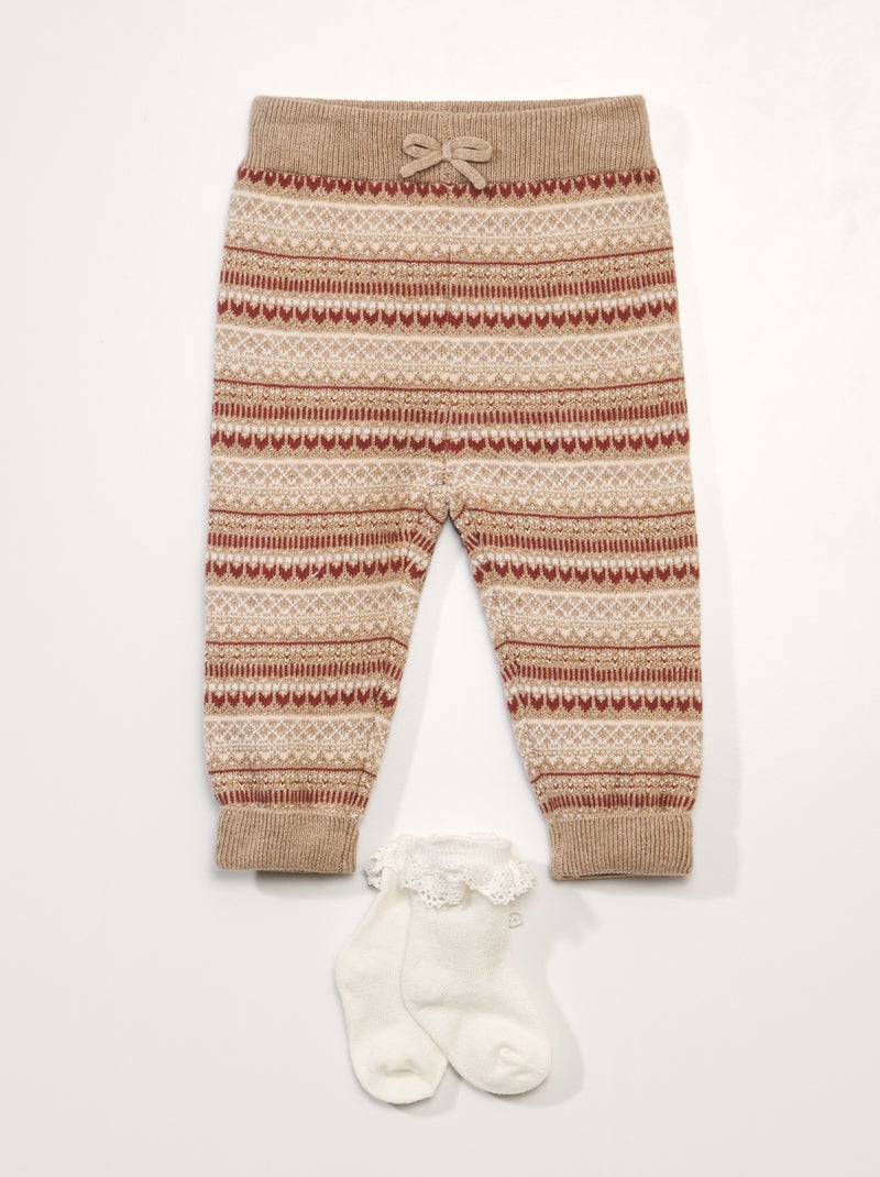 Leggings lunghi con motivo BEIGE - Kiabi