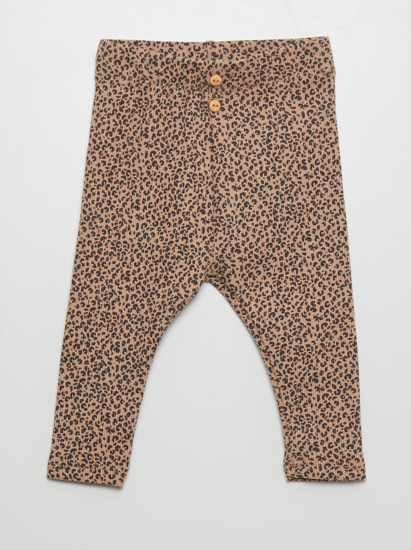 Leggings lunghi con motivo BEIGE - Kiabi