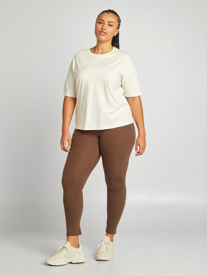 Leggings lunghi in cotone MARRONE - Kiabi