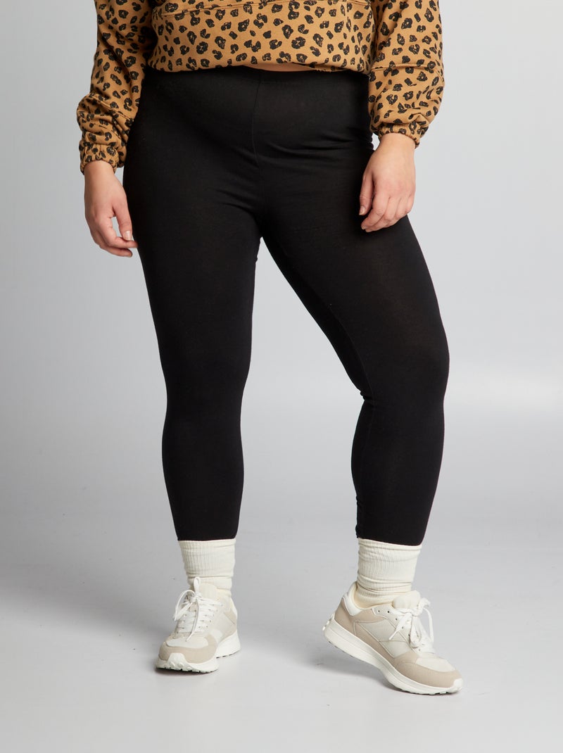 Leggings lunghi in cotone nero - Kiabi