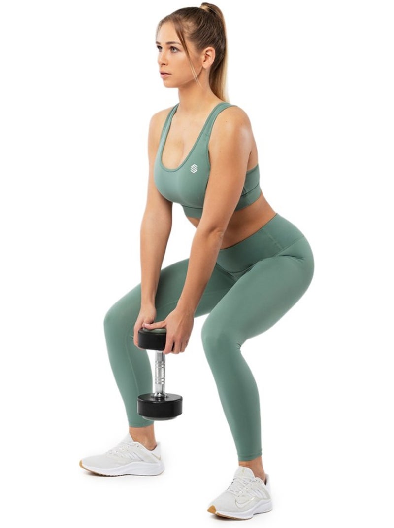 Leggings mid-rise da allenamento fitness donna complex Grigio verde - Kiabi