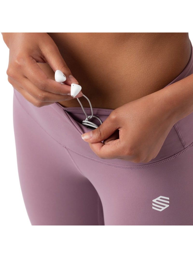 Leggings mid-rise da allenamento fitness donna luxe Malva - Kiabi