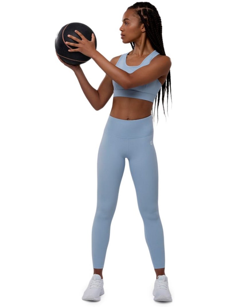 Leggings mid-rise da allenamento fitness donna shine Blu grigiastro - Kiabi