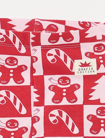 Leggings natalizi con stampa all-over in jersey di cotone