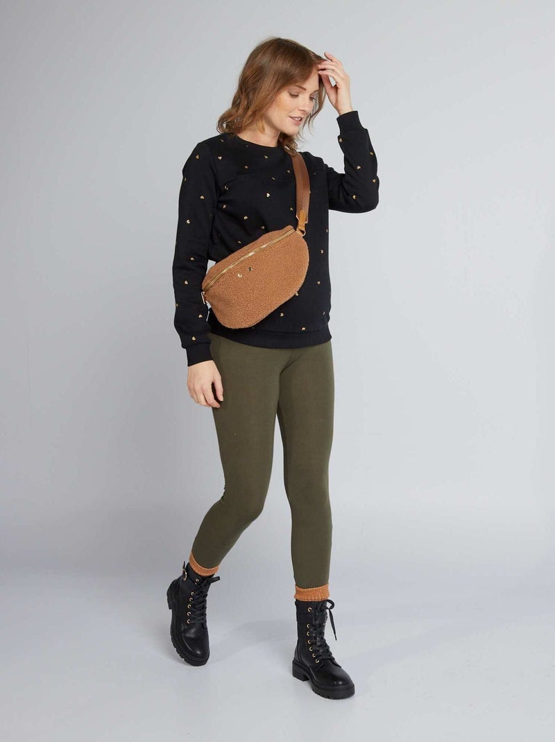 Leggings premaman lunghi in jersey tinta unita KAKI - Kiabi