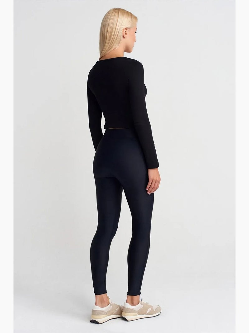 Leggings skinny a vita alta con dettaglio zip dilvin Blu marino - Kiabi