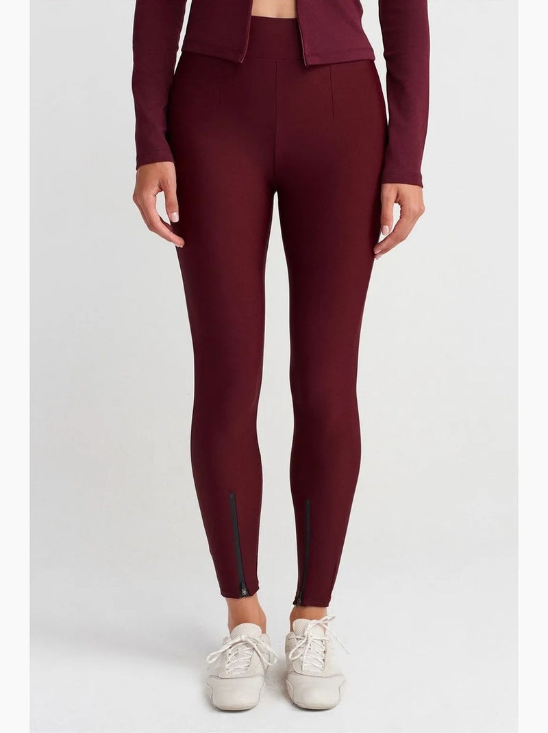 Leggings skinny a vita alta con dettaglio zip dilvin Rosso bordeaux - Kiabi