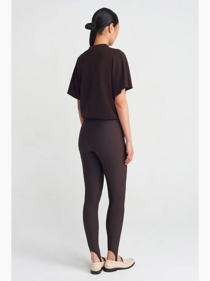Leggings skinny a vita alta dilvin Marrone cioccolato - Kiabi
