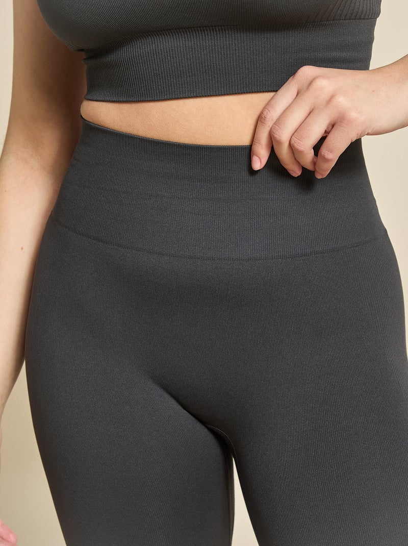 Leggings sportivi a coste senza cuciture - (ekstract) Nero - Kiabi