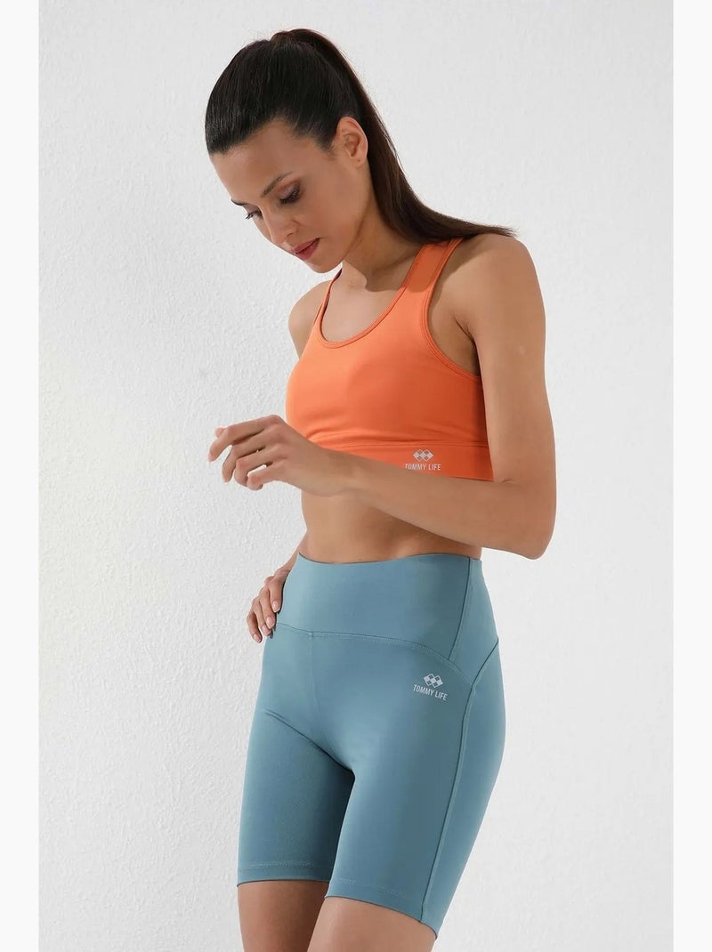 Leggings sportivi corti a vita alta tommy Blu celadon - Kiabi