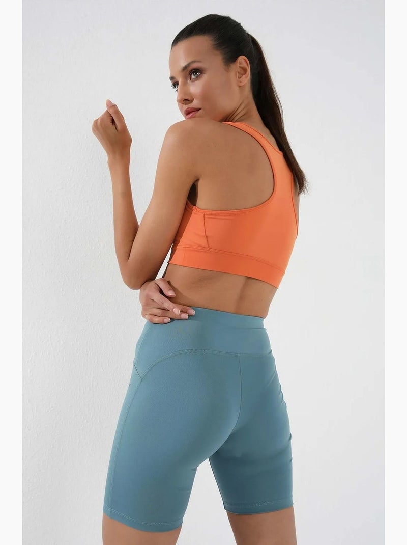 Leggings sportivi corti a vita alta tommy Blu celadon - Kiabi