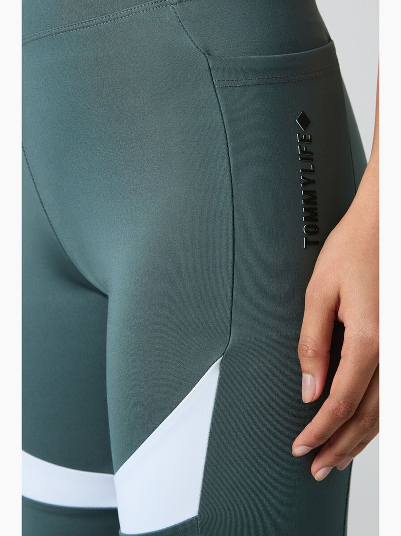 Leggings sportivi corti a vita alta tommy Verde foresta - Kiabi