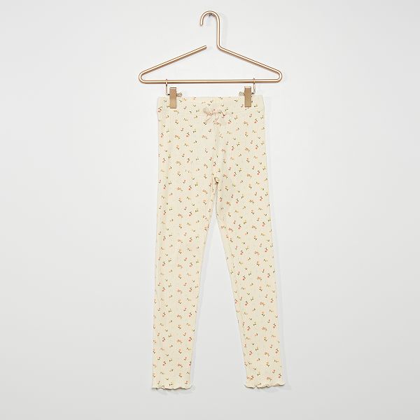 Leggings stampati in maglia a coste Bambina 3-12 anni - BIANCO - Kiabi -  6,00€